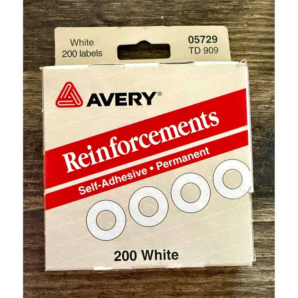 Avery Reinforcements Hole Labels 200ct White NEW 05729 Permanent Self-Adhesive